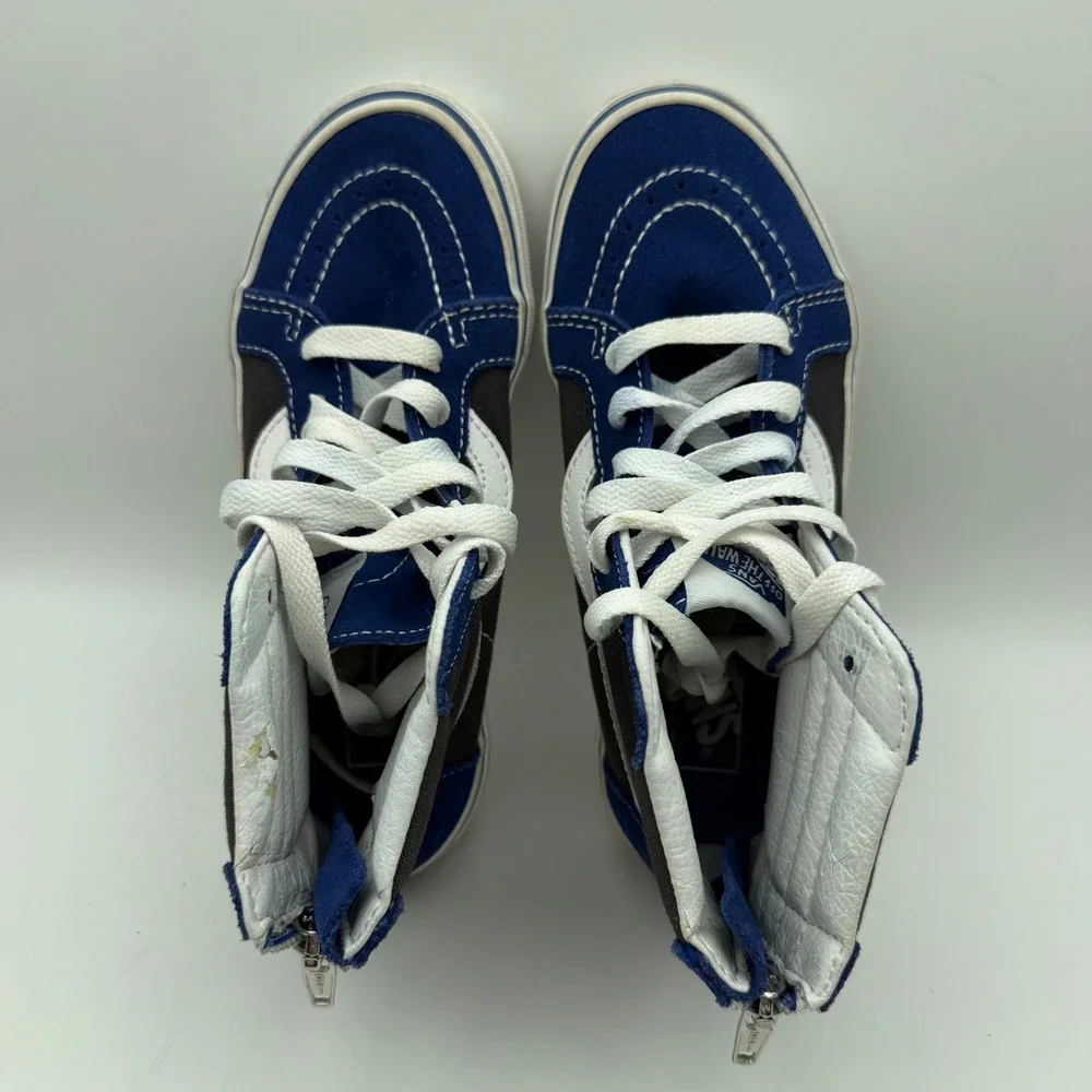Vans Sk8-Hi Reissue Sneakers Kids 1.5 Blue Grey High Top Back Zip Shoes